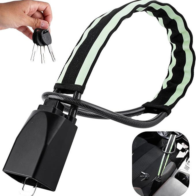 Canne Antivol Voiture pour Volant - Bloc Volant pour Auto, Camping-Car, Fourgon et Camion - Technologie Luminescente Dissuasive - Sécurité Maximale Contre Vols & Effractions