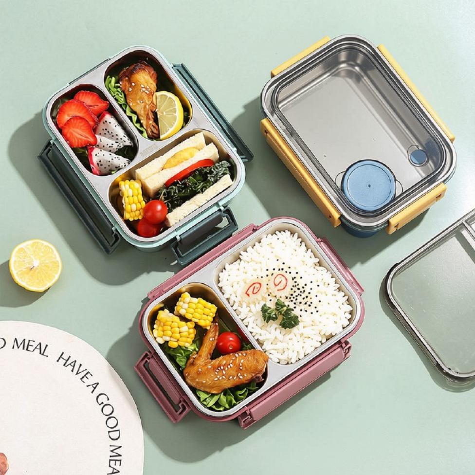 Boîte à Lunch, 850ml pour Enfants, Parents Isolés en Acier Inoxydable Étanche-1