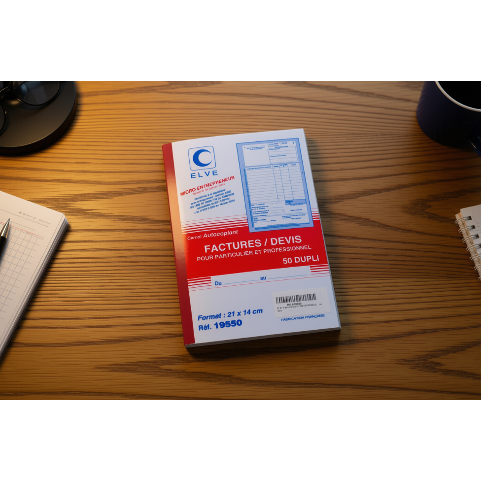 Carnet Factures avec Mention TVA - 50 Feuillets Numérotés