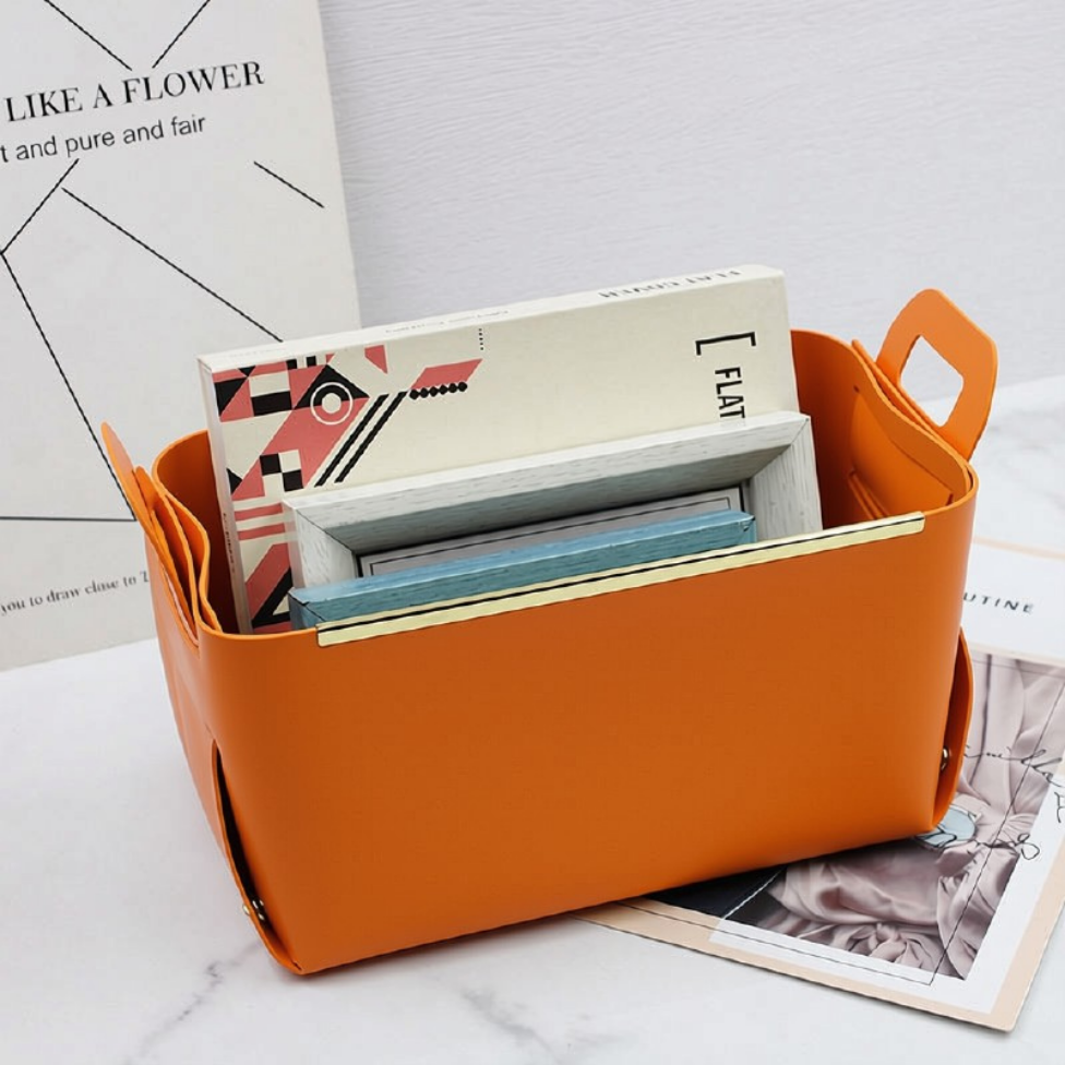 Panier de Rangement en Cuir Grande Capacité pour Maison,Jouets-1