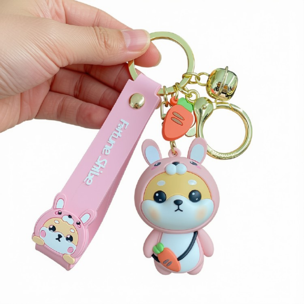 Porte-Clés Mignon Dessin Animé Shiba Chien, Porte-Clés Sac à Dos-1