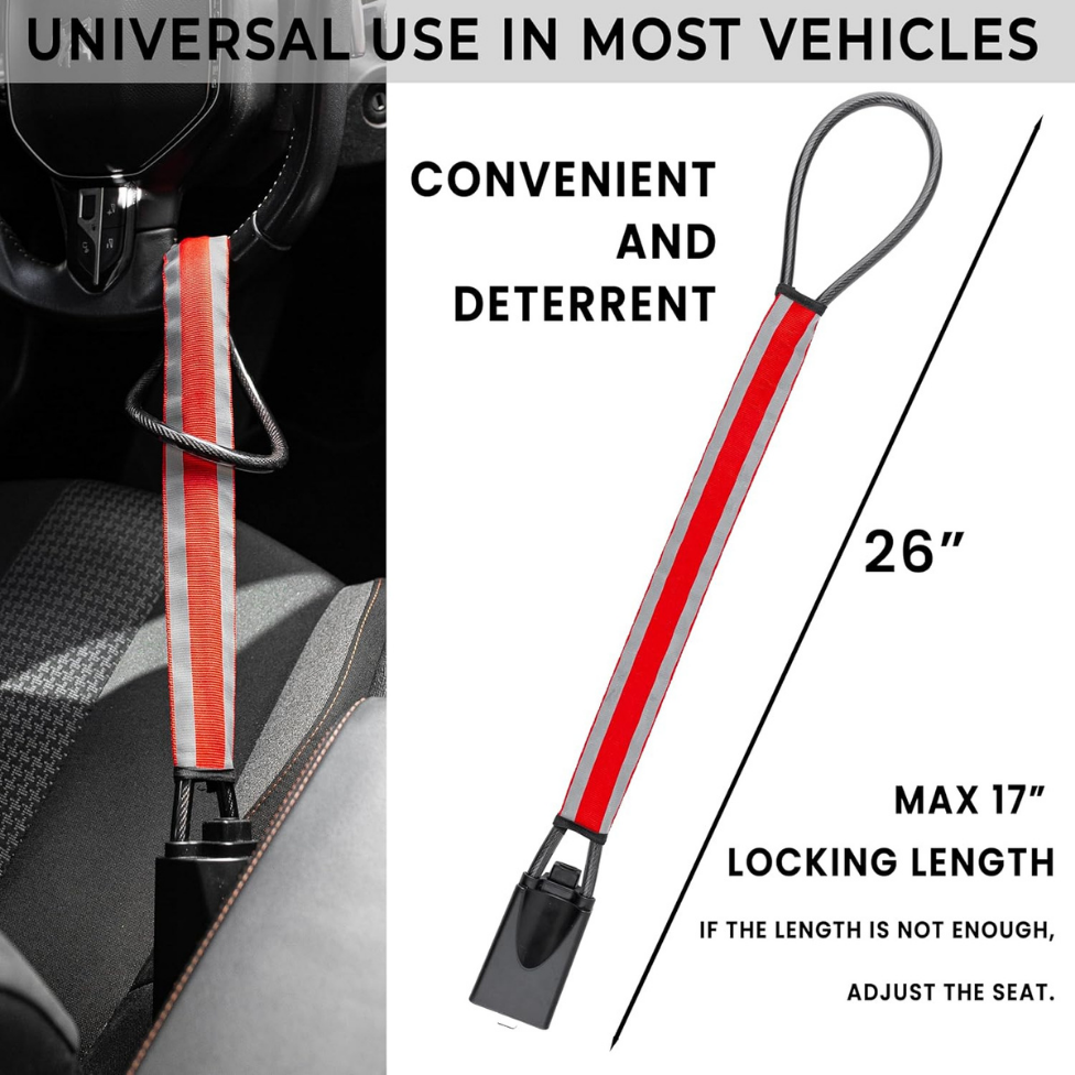 Canne Antivol Voiture pour Volant- Bloc Volant pour Auto, Camping-Car, Fourgon et Camion - Visible la Nuit-Sécurité Maximale Contre Vols & Effractions – image 4