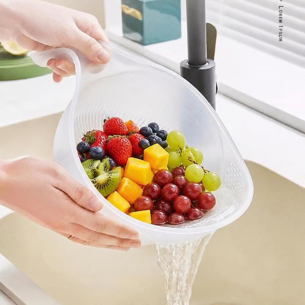 Panier Égouttoir Multifonction en Plastique pour Cuisine, Passoire à Riz et à Fruits, Panier de Lavage avec Poignée, Passoire à Panier – image 2