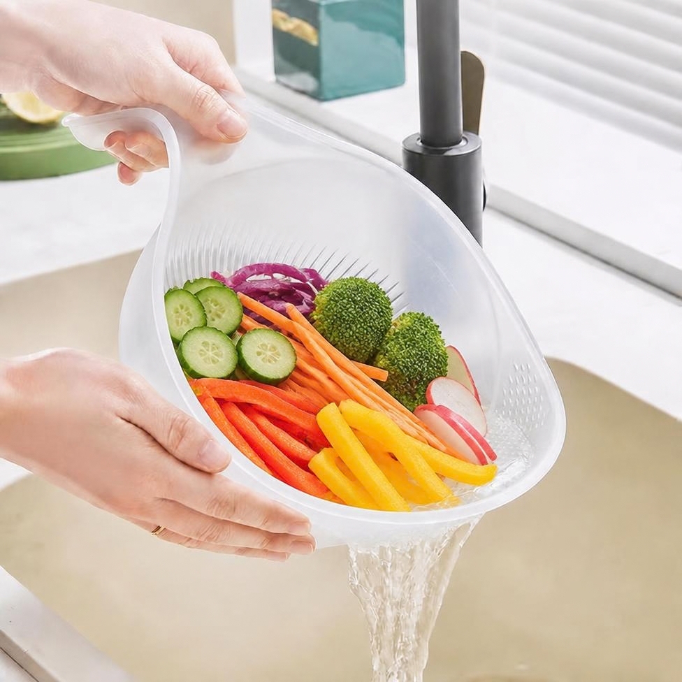 Panier Égouttoir Multifonction en Plastique pour Cuisine, Passoire à Riz et à Fruits, Panier de Lavage avec Poignée, Passoire à Panier – image 4