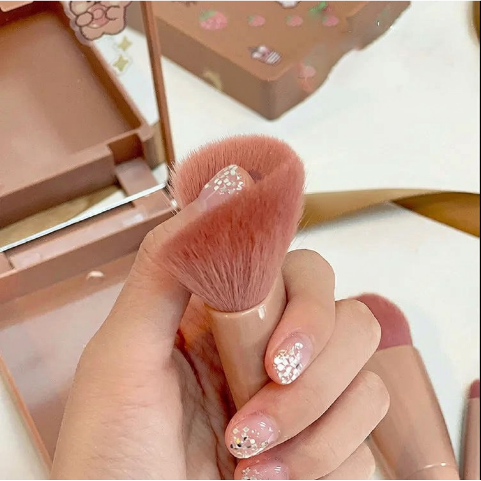 Ensemble de 5 Pinceaux de Maquillage pour Voyage avec Miroir – image 4