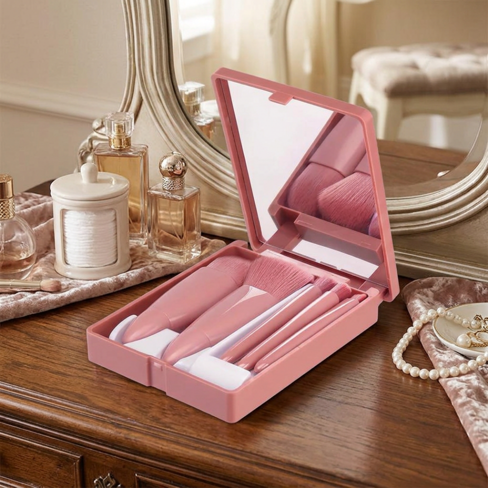 Ensemble de 5 Pinceaux de Maquillage pour Voyage avec Miroir – image 6