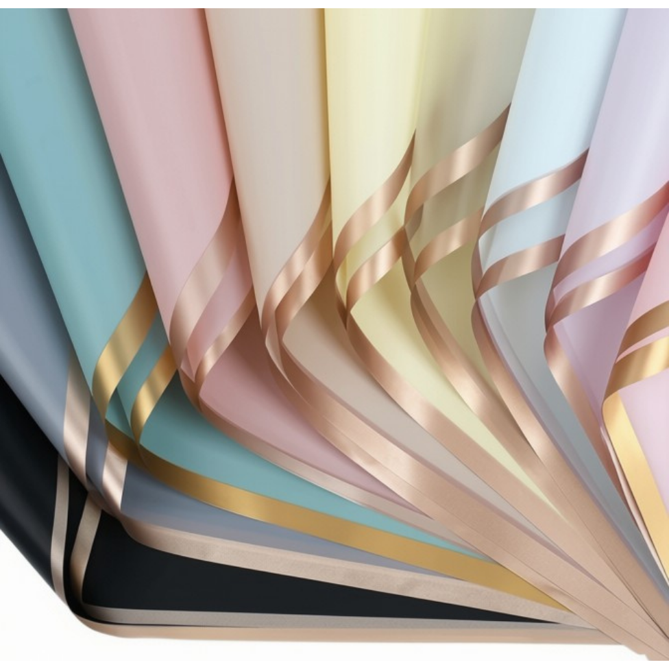 Lot de 10 Papiers d'Emballage Florals Imperméables, Inspiré des Bouquets Coréens, avec Bord Doré,pour Emballage et Fleuriste – image 4