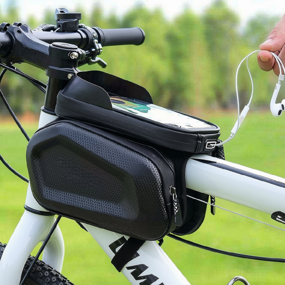 Sac Cadre Vélo Imperméable , Sac Noir pour Téléphone, Rangement Sportif, Écran Tactile, Sacs de Vélo de Route VTT