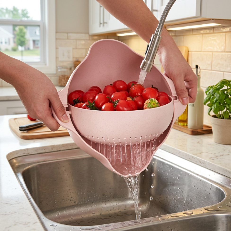 Panier Égouttoir Multifonction en Plastique pour Cuisine, Passoire à Riz et à Fruits, Panier de Lavage avec Poignée, Passoire à Panier