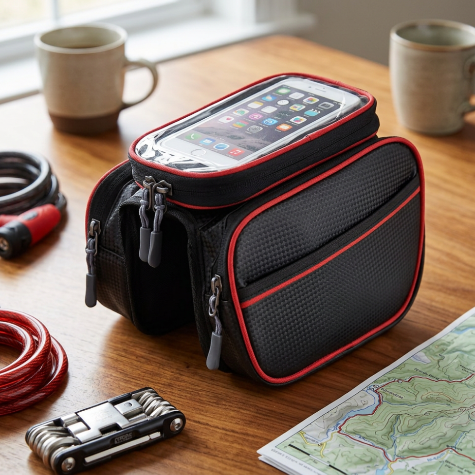 Sacoche Cadre Vélo Avant Imperméable à Grande Capacité avec Écran Tactile pour le Cyclisme, Solution de Rangement pour Vélo – image 3