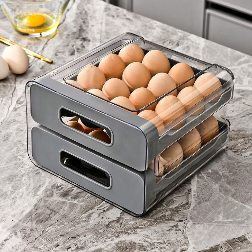 Organisateur Réfrigérateur, Plateau à Oeufs de Grande Capacité pour Réfrigérateur Boîte de Conservation des Oeufs, Contenant de Stockage Alimentaire – image 6