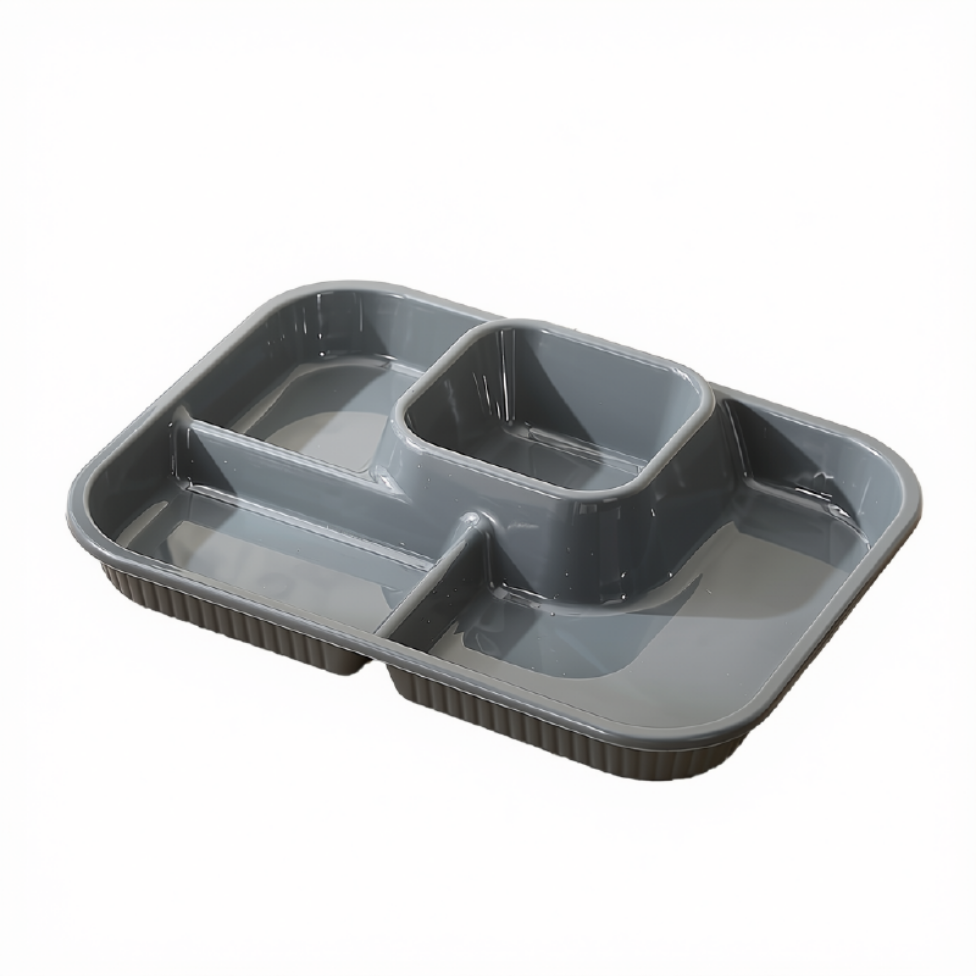 Assiette en Plastique à Quatre Compartiments, Plateau Repas Simple et Pratique, Écologique et Facile à Nettoyer, Idéale pour Les Restaurants Familiaux ou les Pâtisseries – image 2