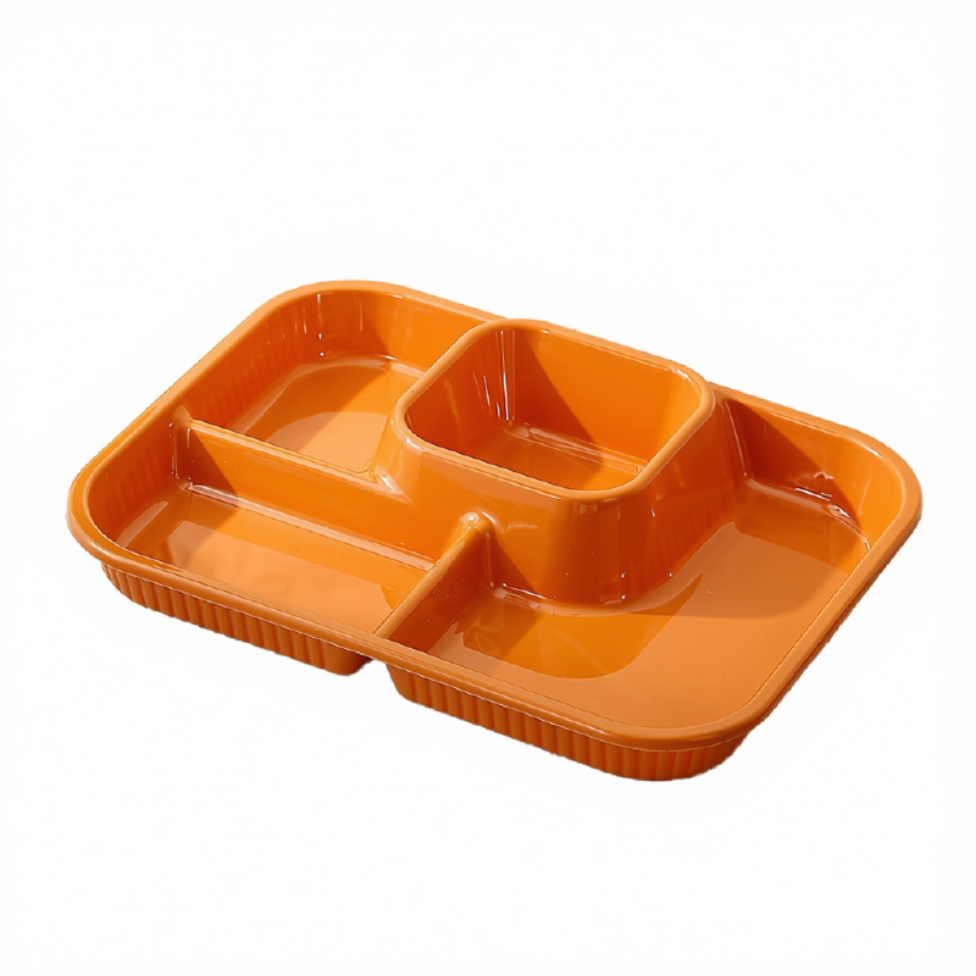 Assiette en Plastique à Quatre Compartiments, Plateau Repas Simple et Pratique, Écologique et Facile à Nettoyer, Idéale pour Les Restaurants Familiaux ou les Pâtisseries – image 4