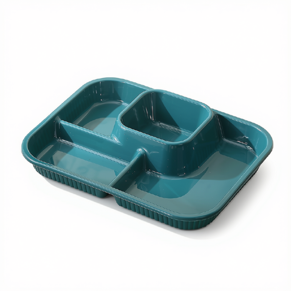 Assiette en Plastique à Quatre Compartiments, Plateau Repas Simple et Pratique, Écologique et Facile à Nettoyer, Idéale pour Les Restaurants Familiaux ou les Pâtisseries – image 6