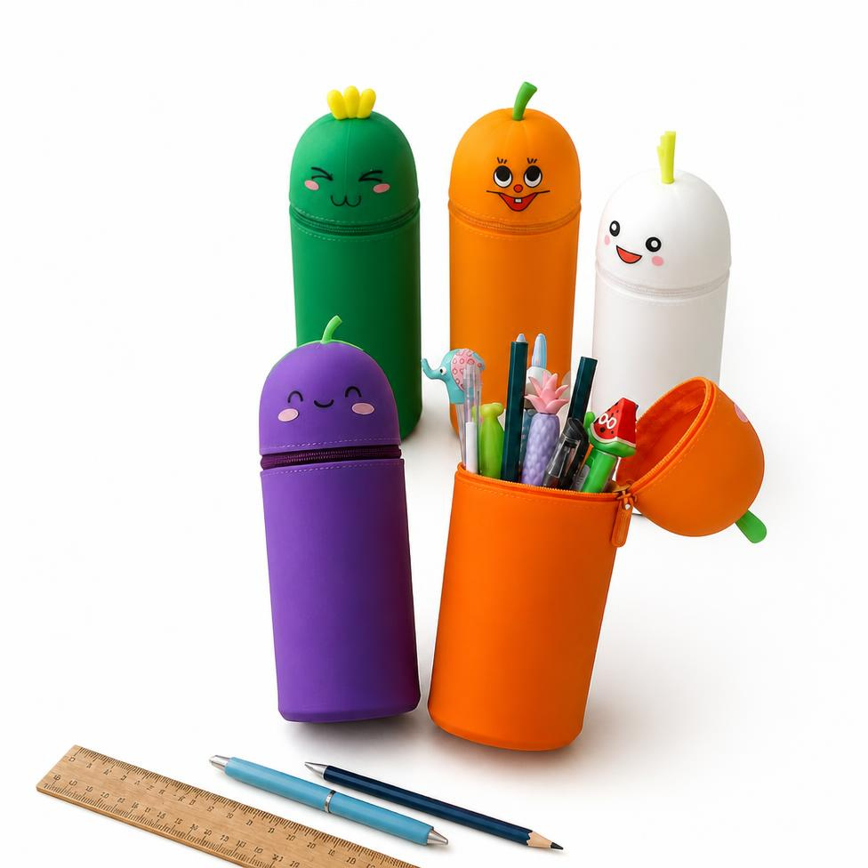 Trousse pour Stylo Scolaire,Fourniture Scolaire,Étui à Crayons en Silicone avec un Visage d'Animal Mignon pour l'École – image 2