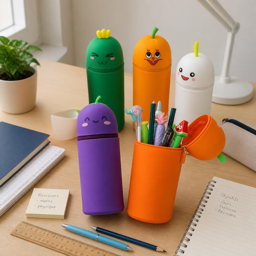 Trousse pour Stylo Scolaire,Fourniture Scolaire,Étui à Crayons en Silicone avec un Visage d'Animal Mignon pour l'École – image 3