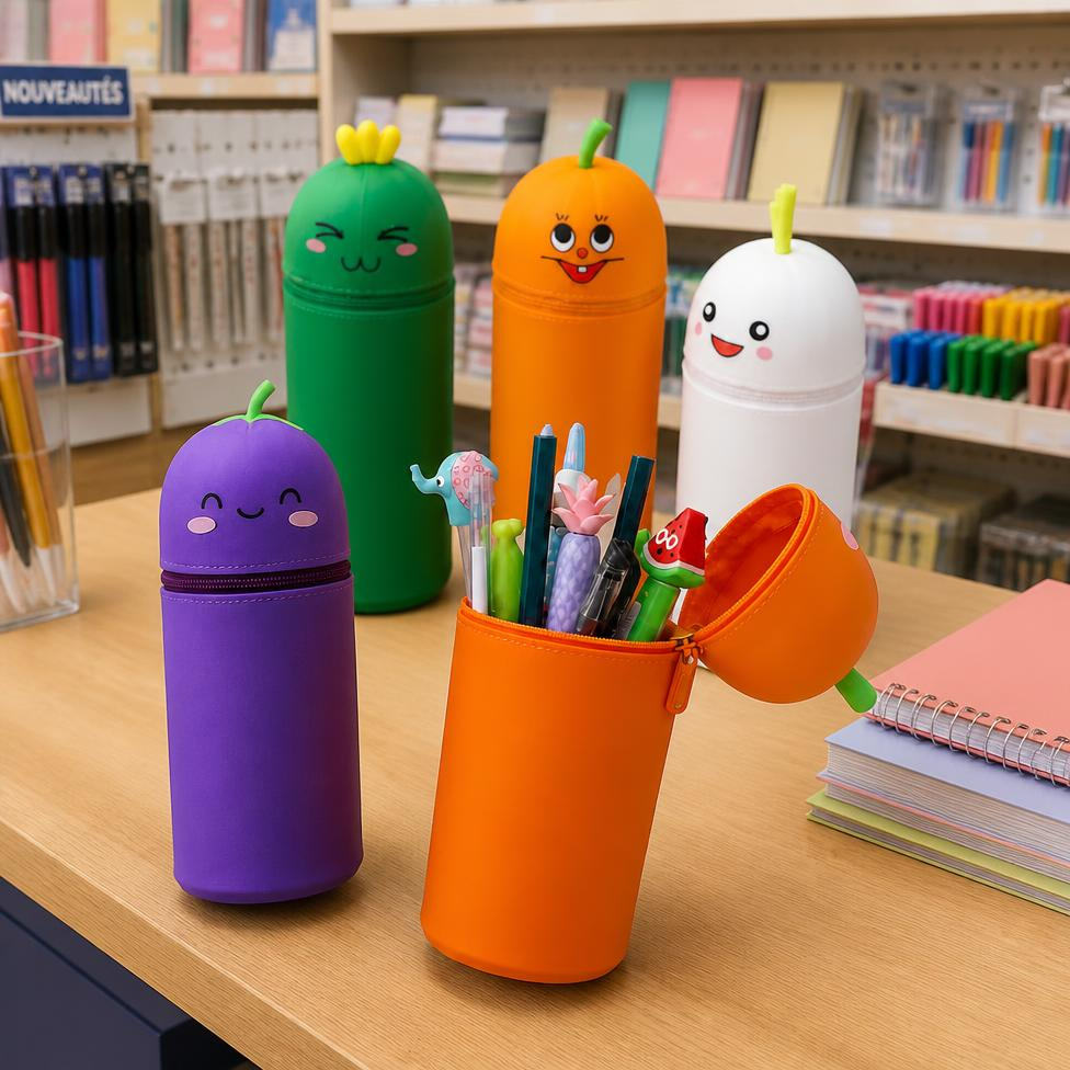 Trousse pour Stylo Scolaire,Fourniture Scolaire,Étui à Crayons en Silicone avec un Visage d'Animal Mignon pour l'École – image 4