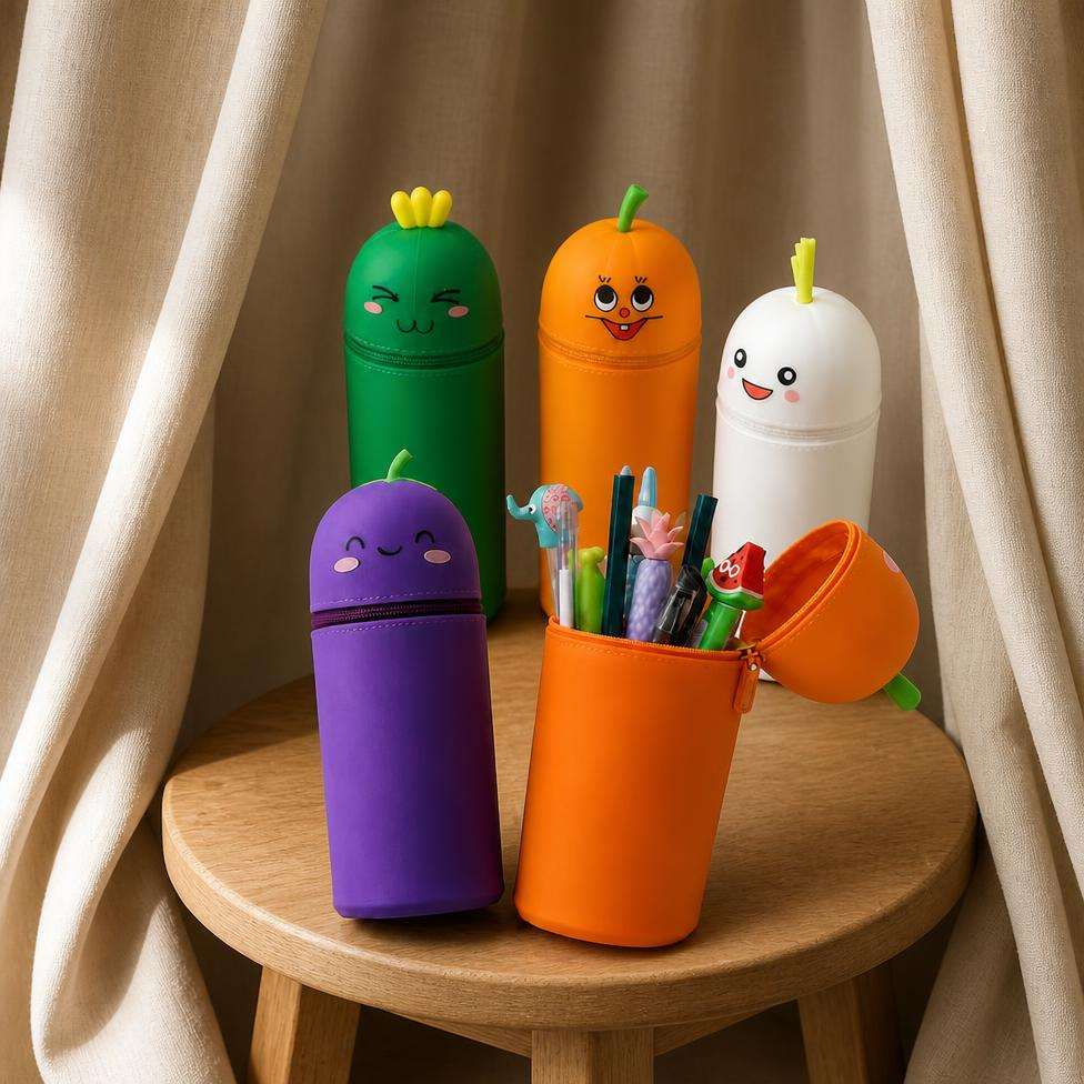 Trousse pour Stylo Scolaire,Fourniture Scolaire,Étui à Crayons en Silicone avec un Visage d'Animal Mignon pour l'École – image 5