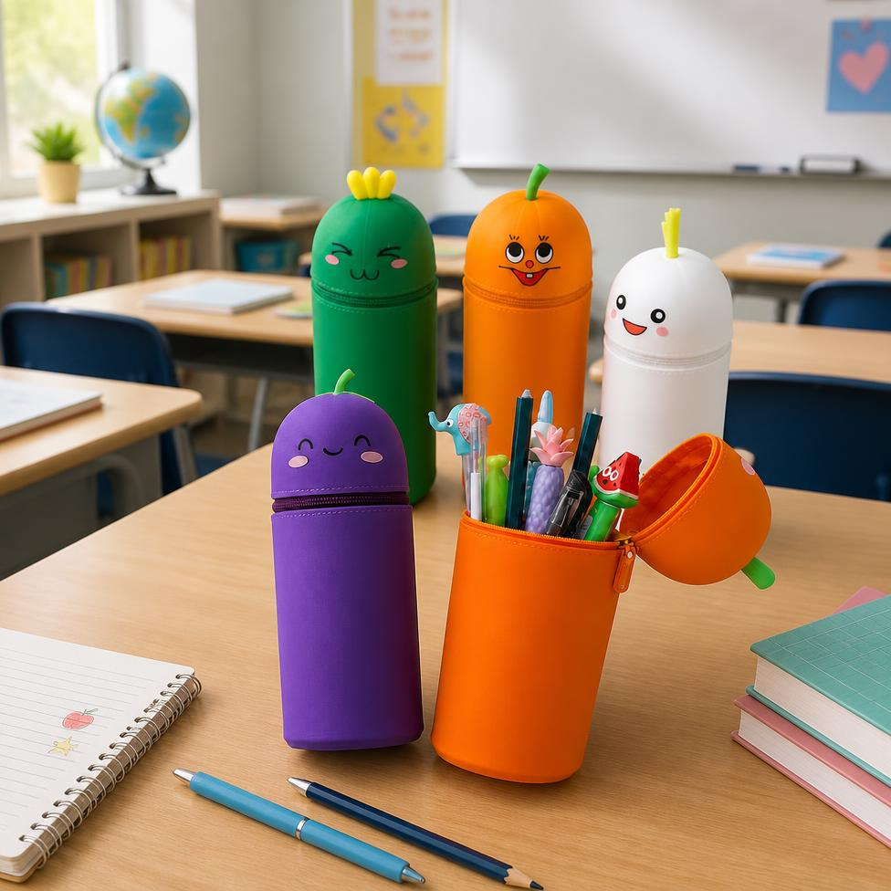 Trousse pour Stylo Scolaire,Fourniture Scolaire,Étui à Crayons en Silicone avec un Visage d'Animal Mignon pour l'École – image 6