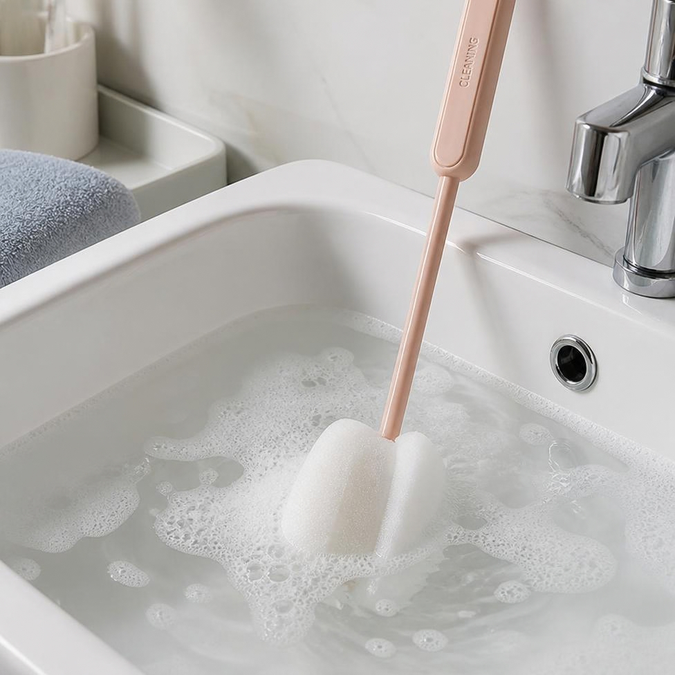 Douce Éponge pour Lavage Tasse et Verre, Long Manche Tasse Brosse de Nettoyage Verre avec Crochet, Brosse de Lavage – image 2