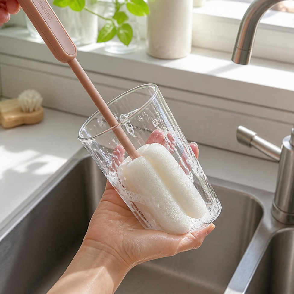 Douce Éponge pour Lavage Tasse et Verre, Long Manche Tasse Brosse de Nettoyage Verre avec Crochet, Brosse de Lavage – image 4