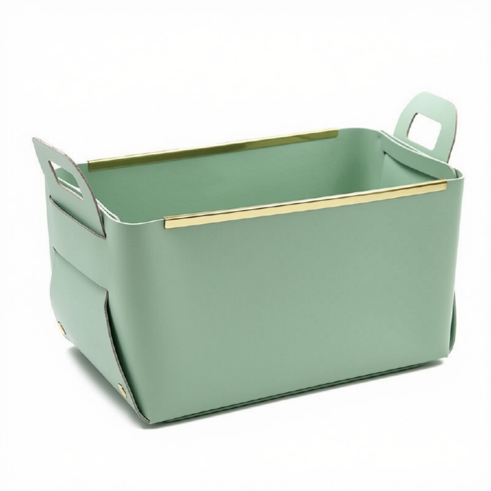Organisateur de Bureau Pliable Rectangulaire en Cuir PU, Panier de Rangement Grande Capacité pour Maison,Jouets… – image 5