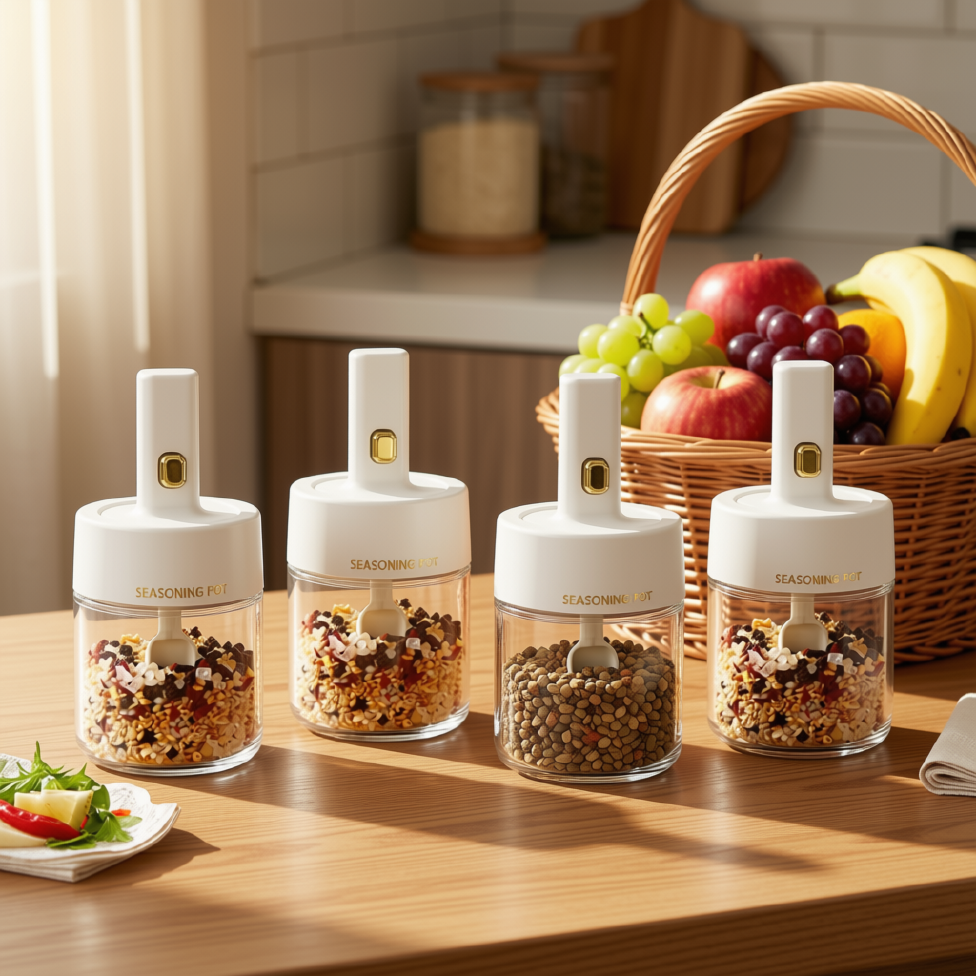 Lot de 2 Pots Épices de 275ml,Rangement cuisine,Bocal en Verre avec Cuillère Plastique Intégrée – image 2