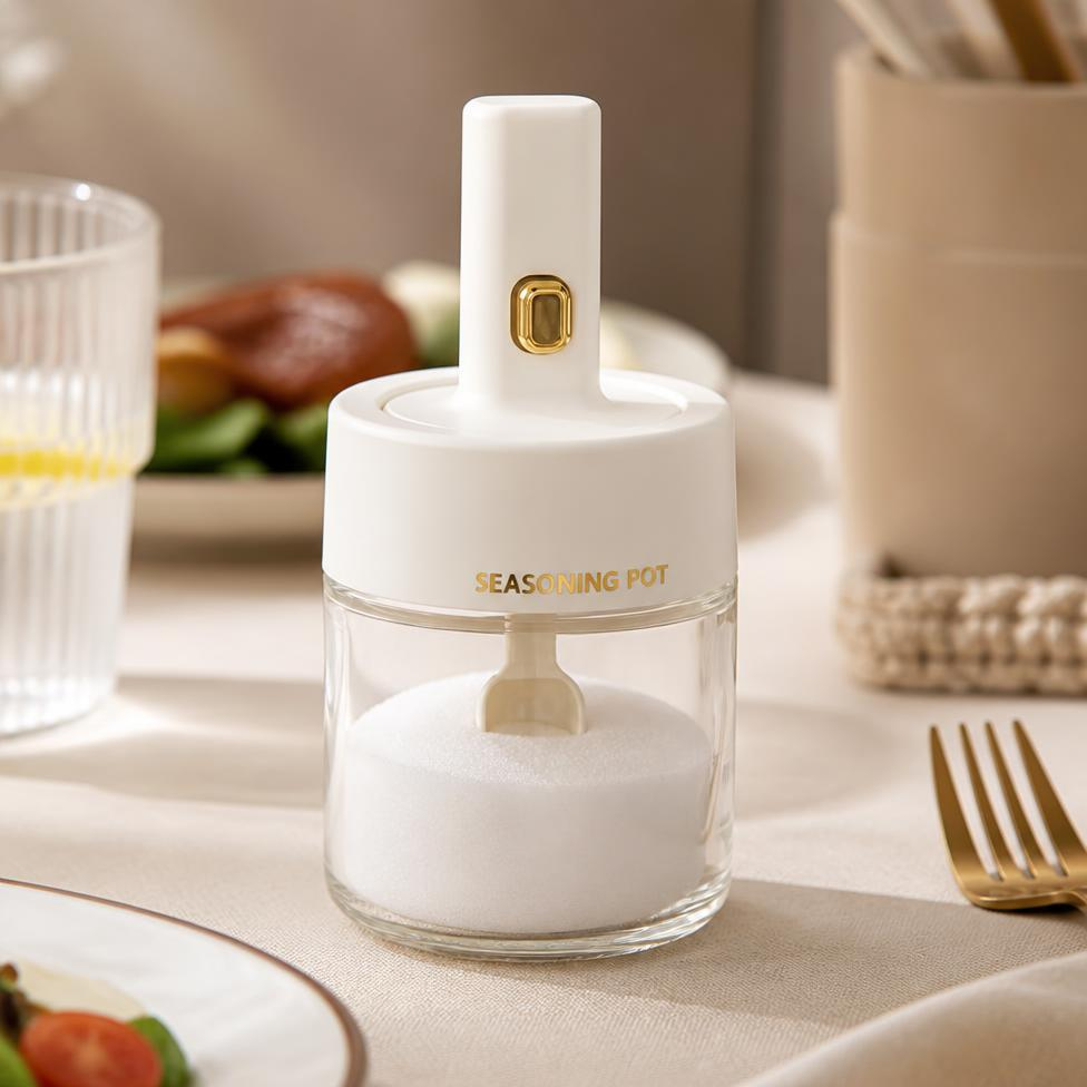 Lot de 2 Pots Épices de 275ml,Rangement cuisine,Bocal en Verre avec Cuillère Plastique Intégrée – image 3