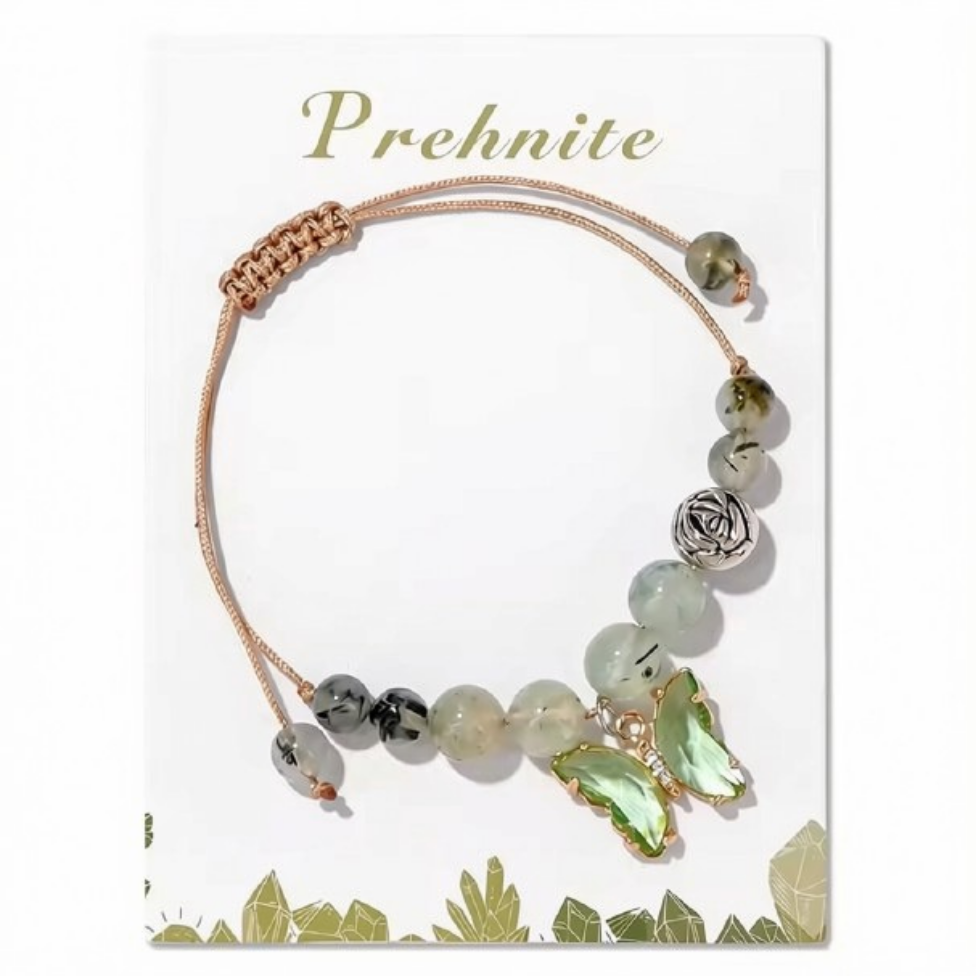 Bracelet Tressé en Pierres d'Agate, Perles de 8 mm, Cristal de Guérison, Fait Main, avec Breloque Papillon – image 4