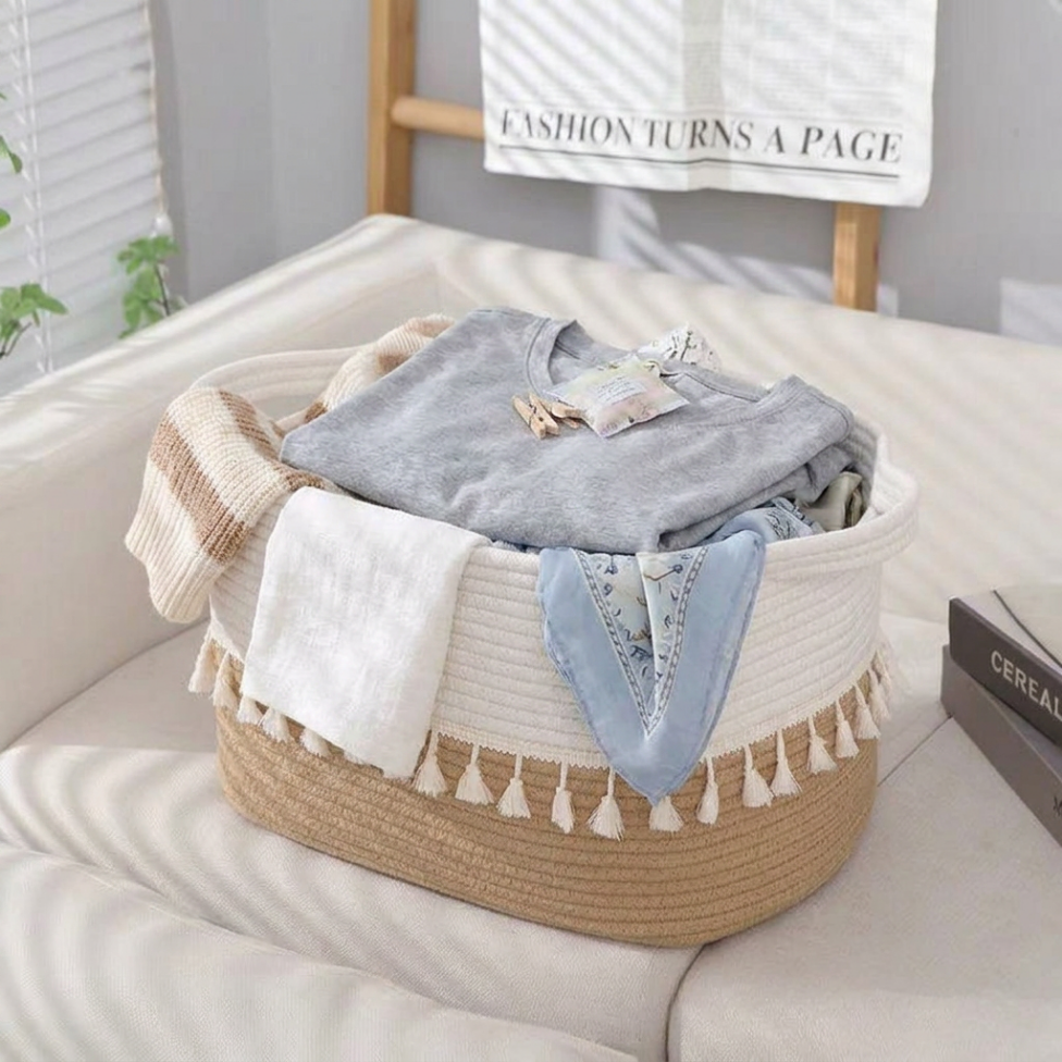 Panier de Rangement pour Vêtements, Panier à Linge en Corde de Coton pour Maison et Salle de Bain – image 3