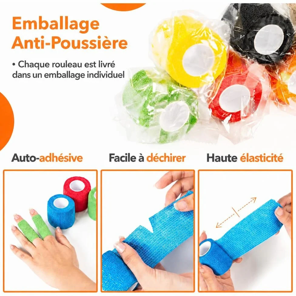 Lot de 5 Bandages Élastiques Auto-Adhésifs, Bandage Élastique Imperméable pour Sport – image 2