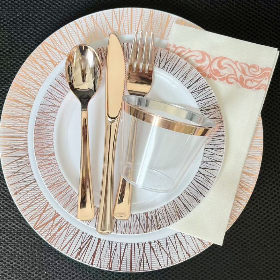 Ensemble 4 Assiettes Jetables, Assiettes Écologique Résistantes pour Mariages et Fêtes – image 4