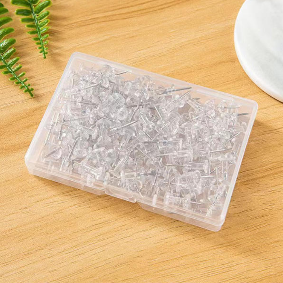 Punaises Transparentes, 100 pcs par Boîte, Punaises en Plastique, Punaise Murale, Punaise Aiguille pour Panneau de Liège Tableau d'Affichage, Mur Photo – image 6