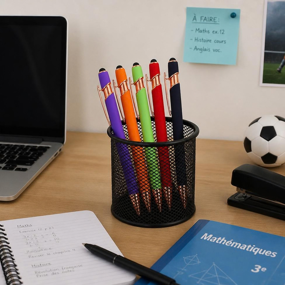 Lot de 5 Stylos à Bille en Métal avec Revêtement en Caoutchouc – image 2