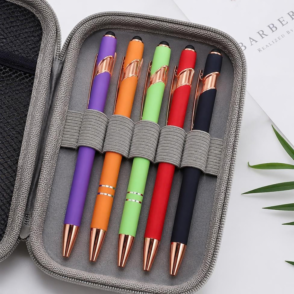Lot de 5 Stylos à Bille en Métal avec Revêtement en Caoutchouc – image 3