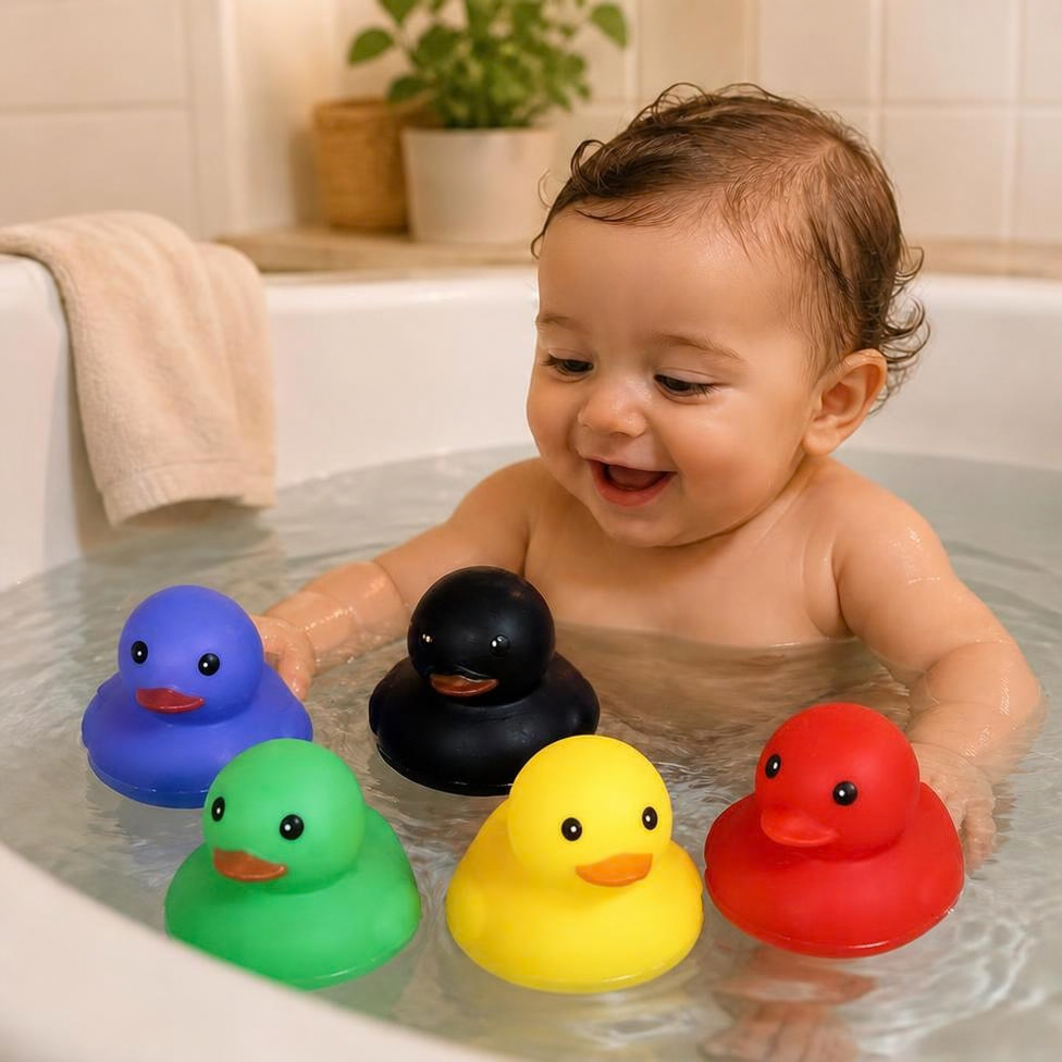 Lot de 5 Mini Canards Sonore en Caoutchouc Vinyle, Jouet de Bain Flottant pour Enfant,Cadeau pour Enfant