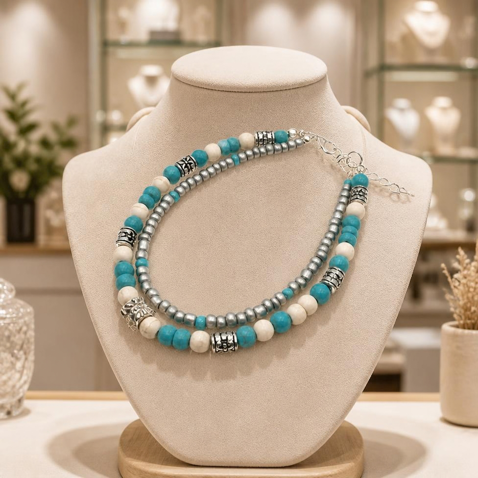 Bracelet de Cheville pour Femmes, Bracelet de Plage, Bracelet en Alliage Turquoise, Bracelet de Main pour Femme, Beauté pour Femme