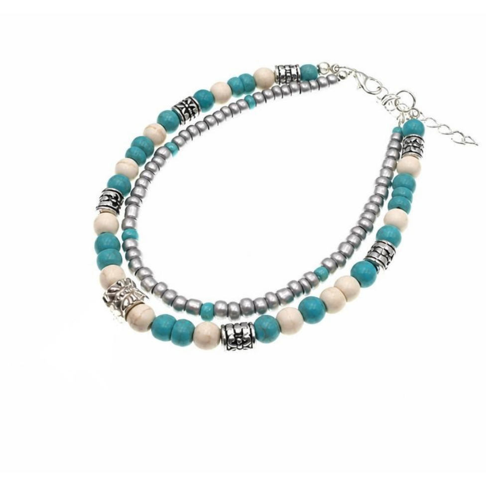 Bracelet de Cheville pour Femmes, Bracelet de Plage, Bracelet en Alliage Turquoise, Bracelet de Main pour Femme, Beauté pour Femme – image 6