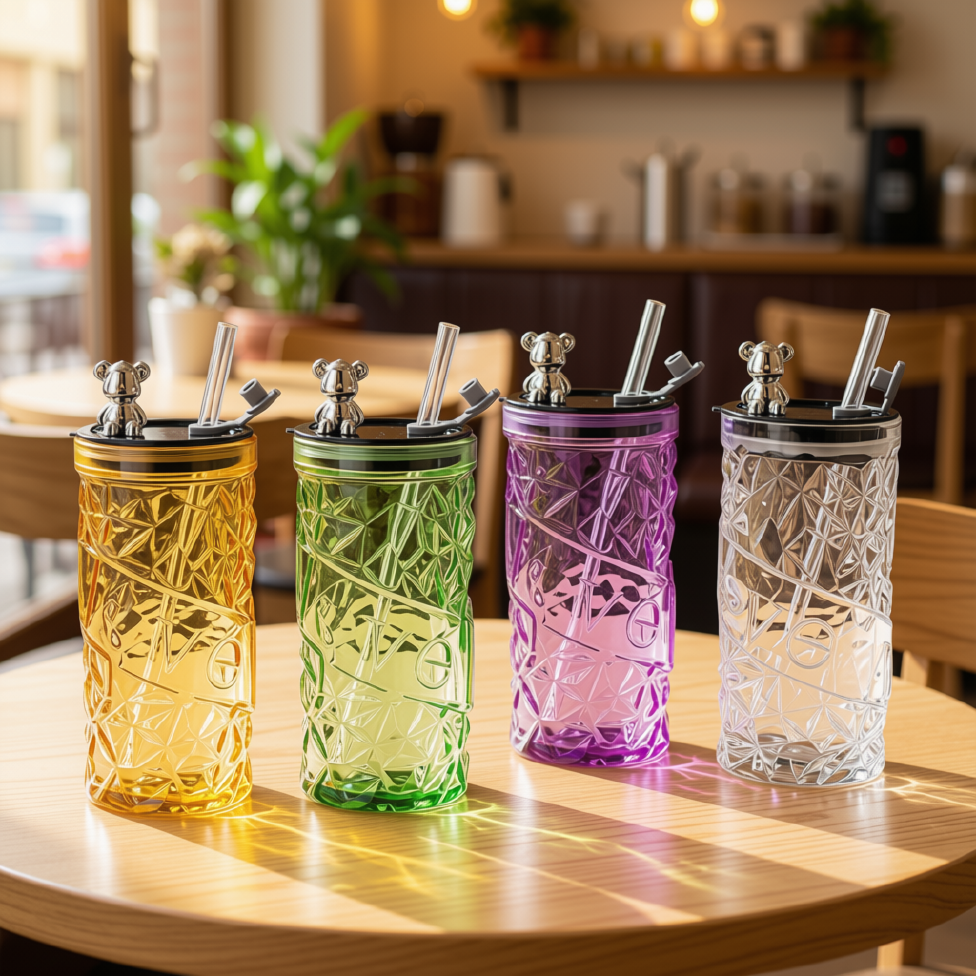 Jolie Tasse avec Paille en Verre, Tasse avec Grande Capacité pour Jus, Boisson – image 2