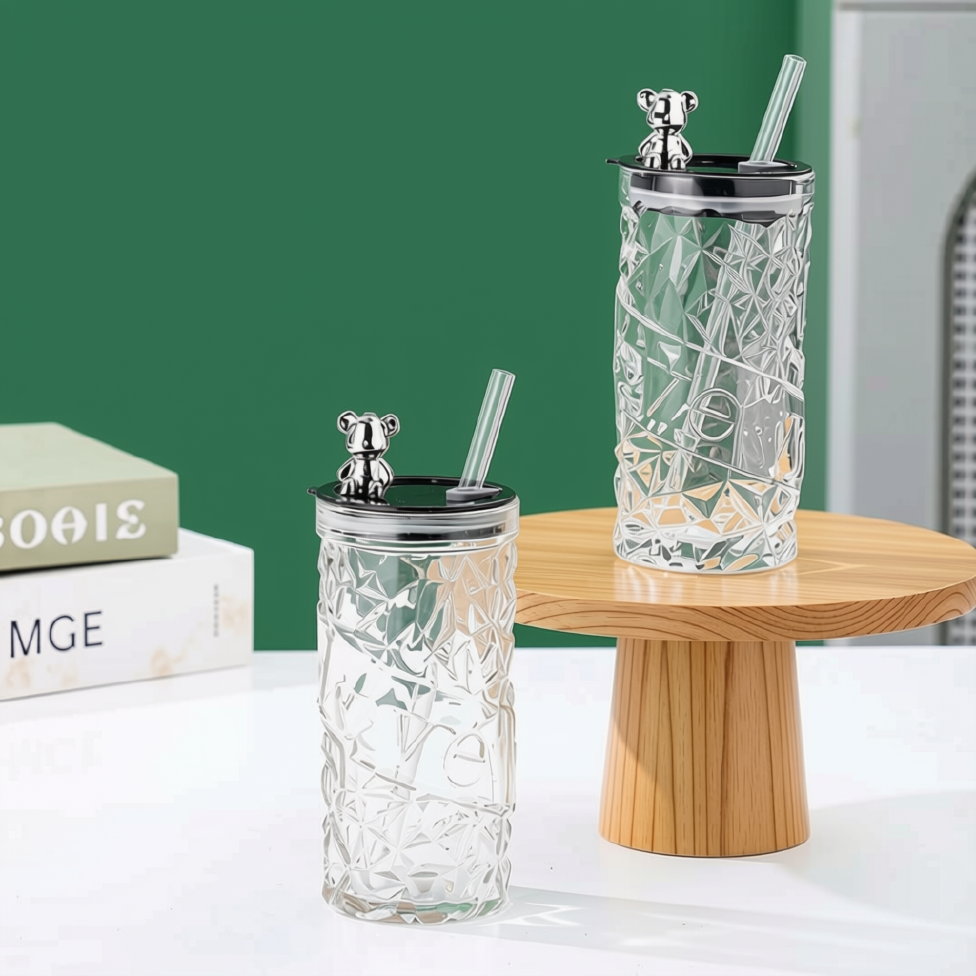 Jolie Tasse avec Paille en Verre, Tasse avec Grande Capacité pour Jus, Boisson – image 3