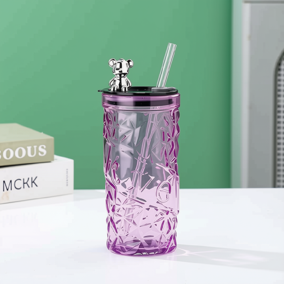 Jolie Tasse avec Paille en Verre, Tasse avec Grande Capacité pour Jus, Boisson – image 6
