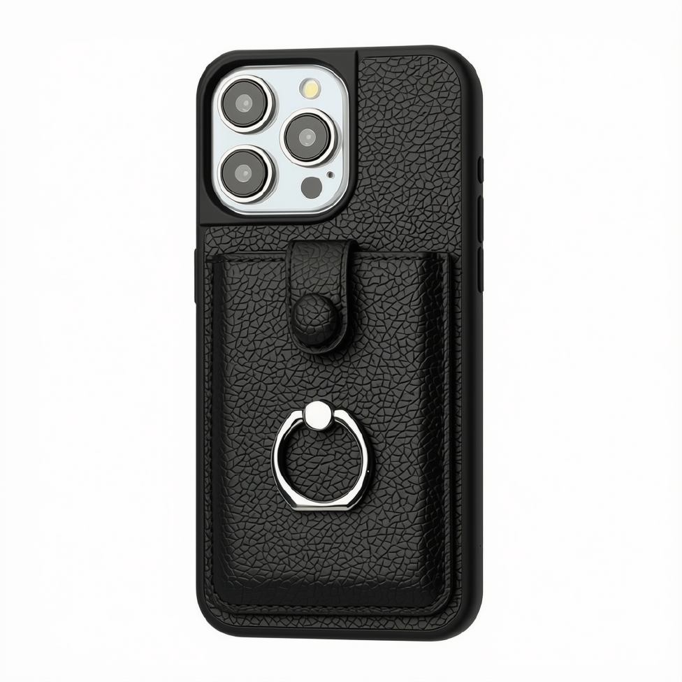 Coque de Téléphone pour Iphone 13 pro max en Cuir avec Fente pour Cartes et Anneau – image 2