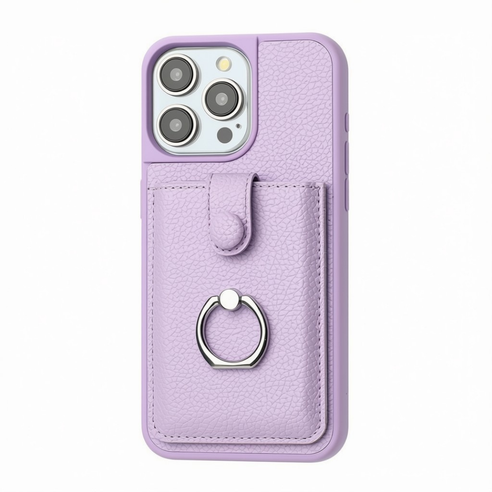 Coque de Téléphone pour Iphone 13 pro max en Cuir avec Fente pour Cartes et Anneau – image 6