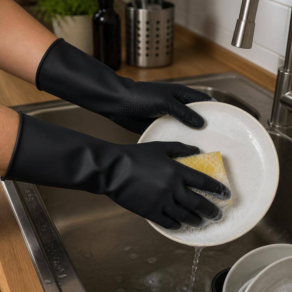 Gants de Nettoyage Ménagers épais de Qualité Supérieure, Gants de Vaisselle Imperméables Antidérapants pour la Cuisine – image 4