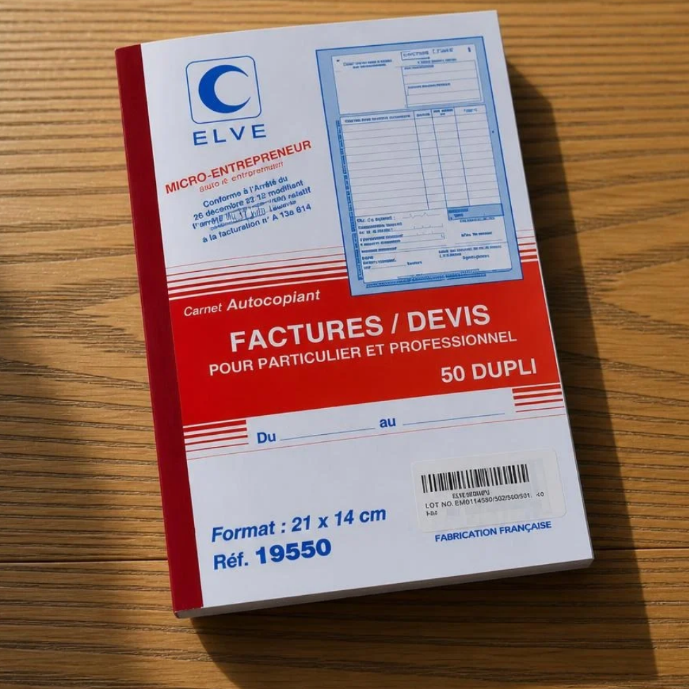 Carnet Factures avec Mention TVA - 50 Feuillets Numérotés
