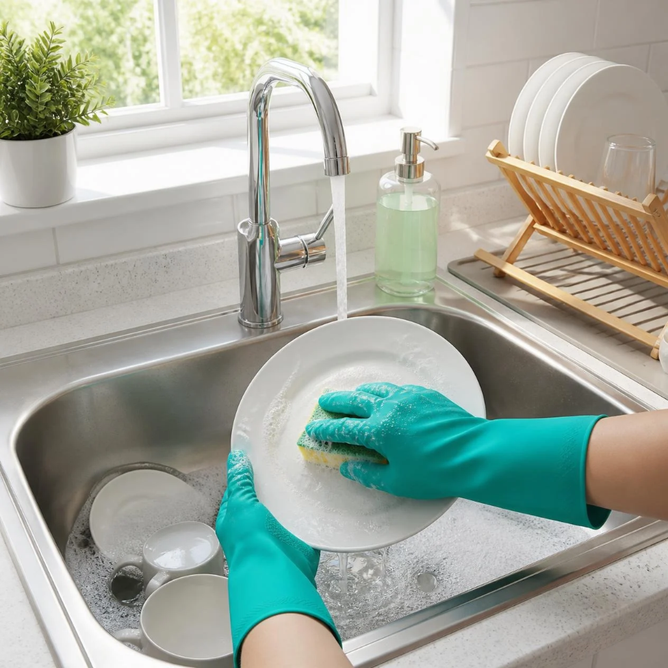 Gants de Cuisine Épais et Durables, Longs, en Latex