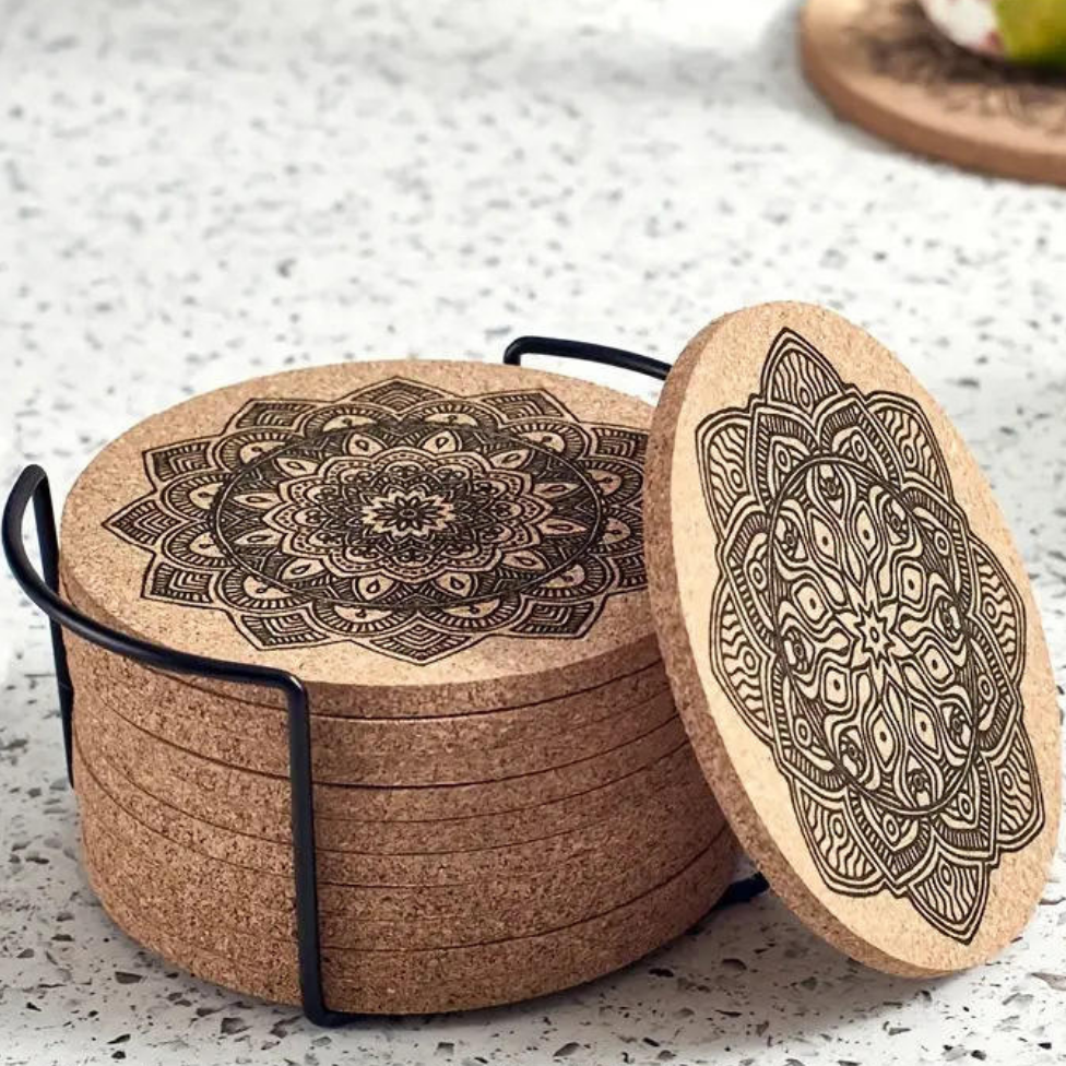 Lot de 4 Tapis en Bois à Motif de Haute Qualité Rond pour Ustensiles de Cuisine – image 5