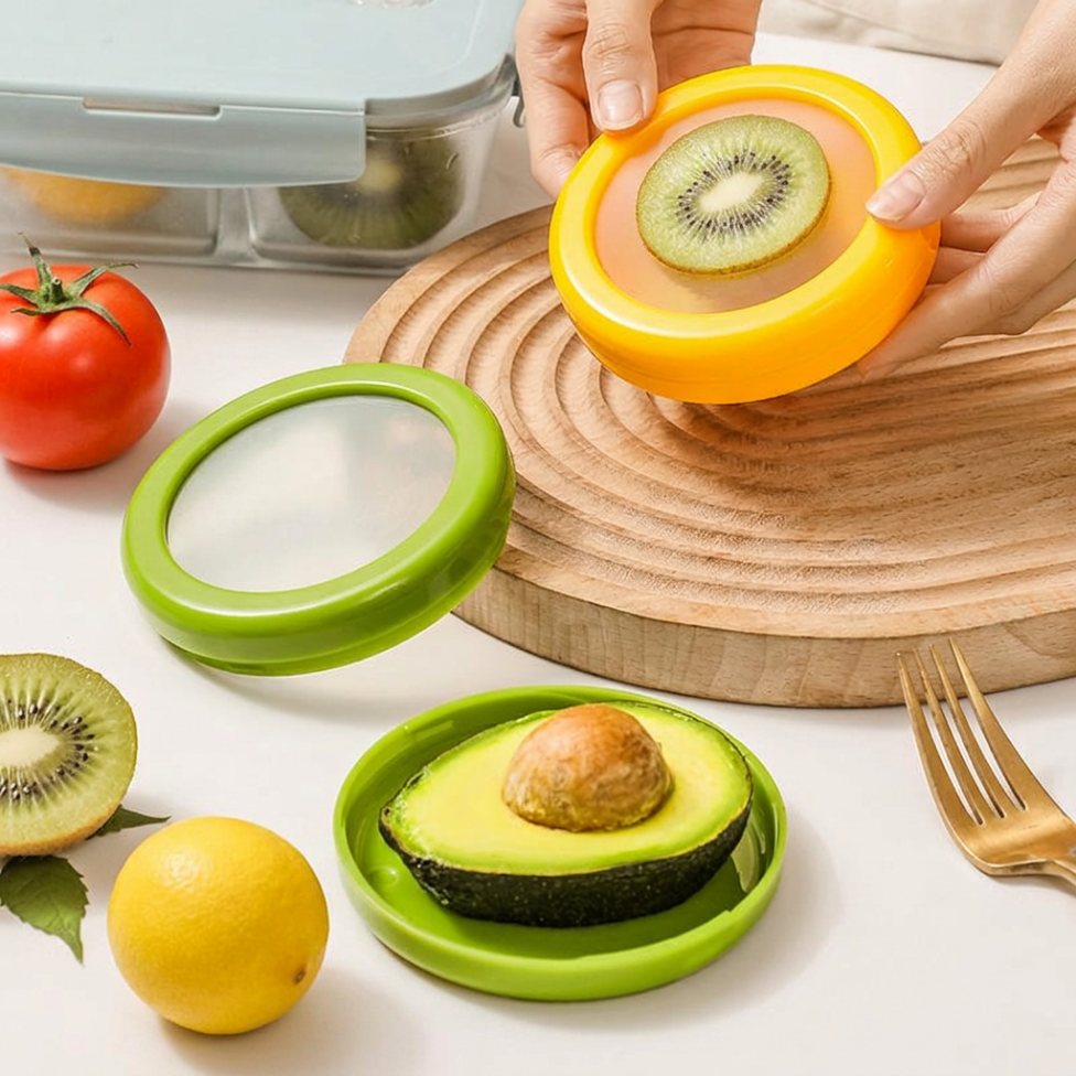 Bac à Fruits,Boîte de Conservation pour Réfrigérateur avec Film Transparent, Bac à Fruits et Légumes, Adapté aux Citrons, Avocats, Tomates