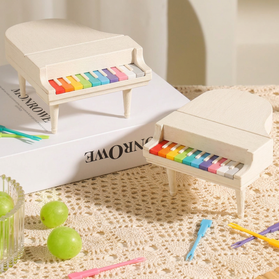Mini Fourchettes à Fruits Créatif sur Support Piano,Fourchette Colorée Mignonne pour Dessert – image 4