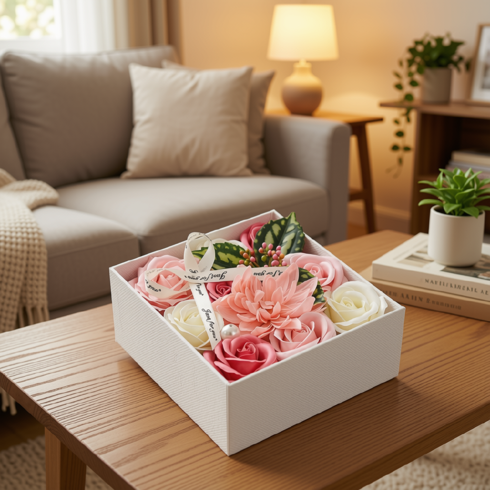 Boîte Cadeau Fleurs Rose,Fleurs de Décoration – image 2